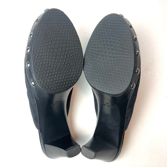 Stuart Weitzman Double Agent Black Suede Studded Mule Clogs Heels Sz 6.5 - Picture 9 of 10